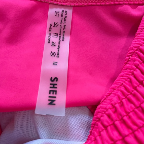 Shein Two Piece Swimsuit Set Size Medium Hot Pink and Black Bikini - Picture 9 of 10